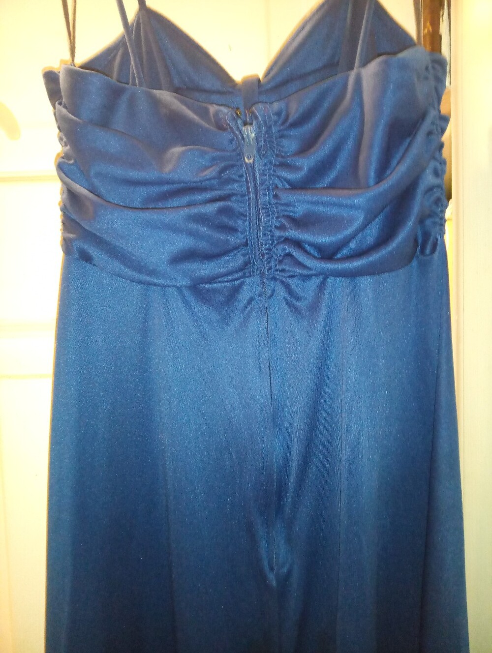 Vintage 70s 80s Deep Teal Prom Gown Sweetheart Maxi Dress ILGWU Union Made USA
